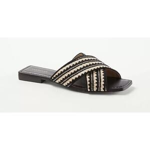 Ann Taylor Women's Flats Woven Straw Crossover Slide Sandals - Size 7 New